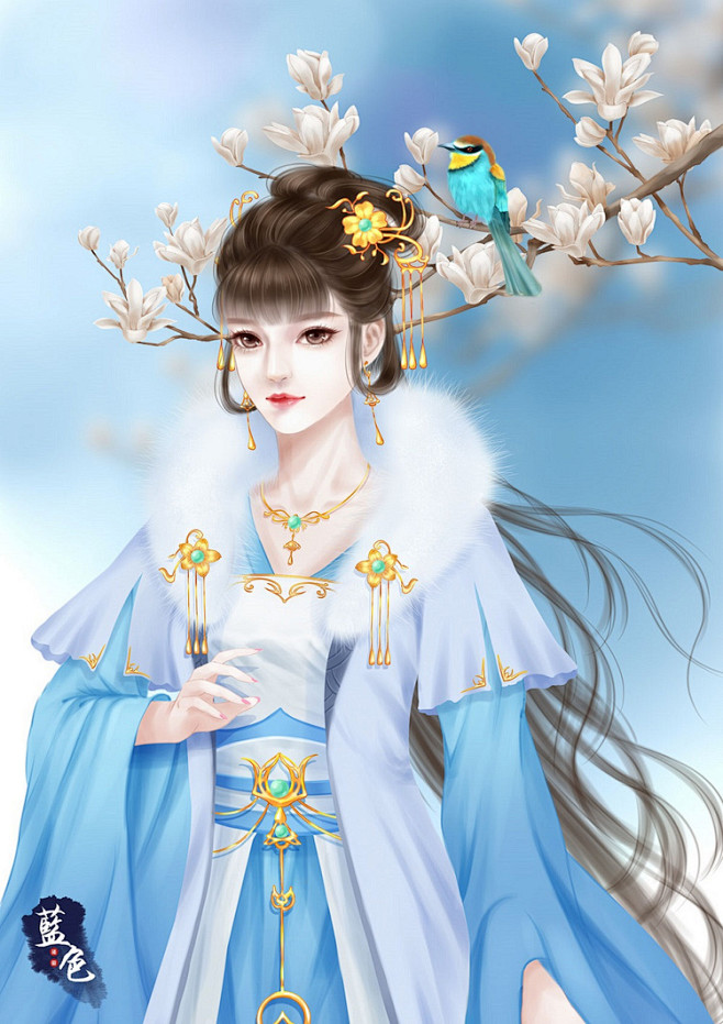 琉璃古风女立绘插画