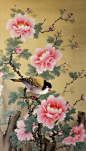 中式国画花鸟画装饰画插画图片