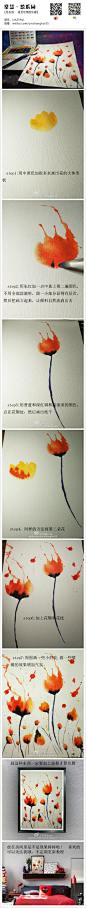 #水彩植物教材##手绘花卉#现代主义风格，艺术抽象，重拾绘画的乐趣，微博http://weibo.com/yinchanghui55
