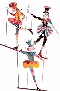 卡通扁平风愚人节小丑元素插画