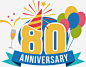 扁平化80周年纪念标签高清素材 80周年 周年纪念 庆祝 彩带 星星 标签 气球 派对 烟花 纪念日 聚会 酒杯 免抠png 设计图片 免费下载