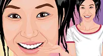 露出牙齿微笑的女孩时尚漫画