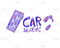 绘画插图,概念,平坦的,矢量,拼车,对话气泡框,商务,汽车,钥匙,汽车共享