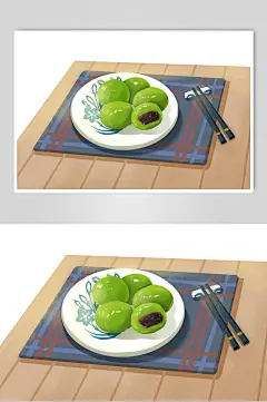 美味青团踏青旅游插画