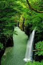 天然瀑布，瀑布峡谷，高千穗 - 日本。