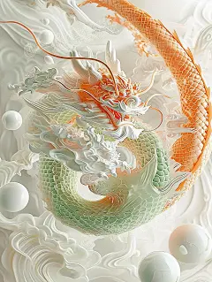 大美国风中国龙青龙图腾／2024龙年壁纸