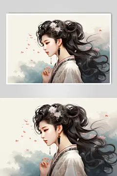 AI数字艺术新中式中国风美女人物插画-众图网