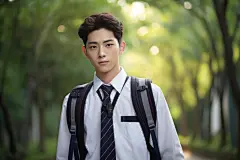 高颜值的大学校园活力男学生