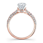 14K Rose and White White and Pink Diamond Engagement Ring