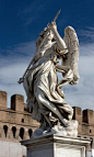 Angel with the Lance The bridge was built in about 133 to link the mausoleum of Hadrian to the left bank of the Tiber, but very little remains of the original structure. The Pope Clemens VII Medici in 1534 put the statues of Saint Peter and Saint Paul on 