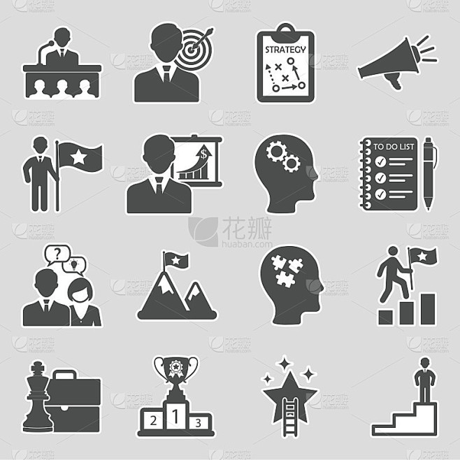 指导业务图标。贴纸设计。矢量插图。