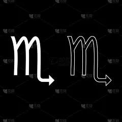 白色,蝎子,平坦的,图标集,符号,分离着色,夜晚,传统,概念,天文学