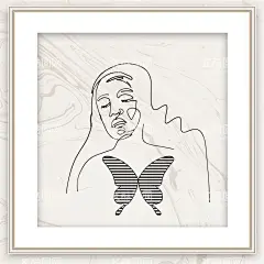 手绘抽象人物装饰画  - 源文件下载【酷图网】手绘抽象人物,装饰画,画芯,女孩女人,简约画,线条画,