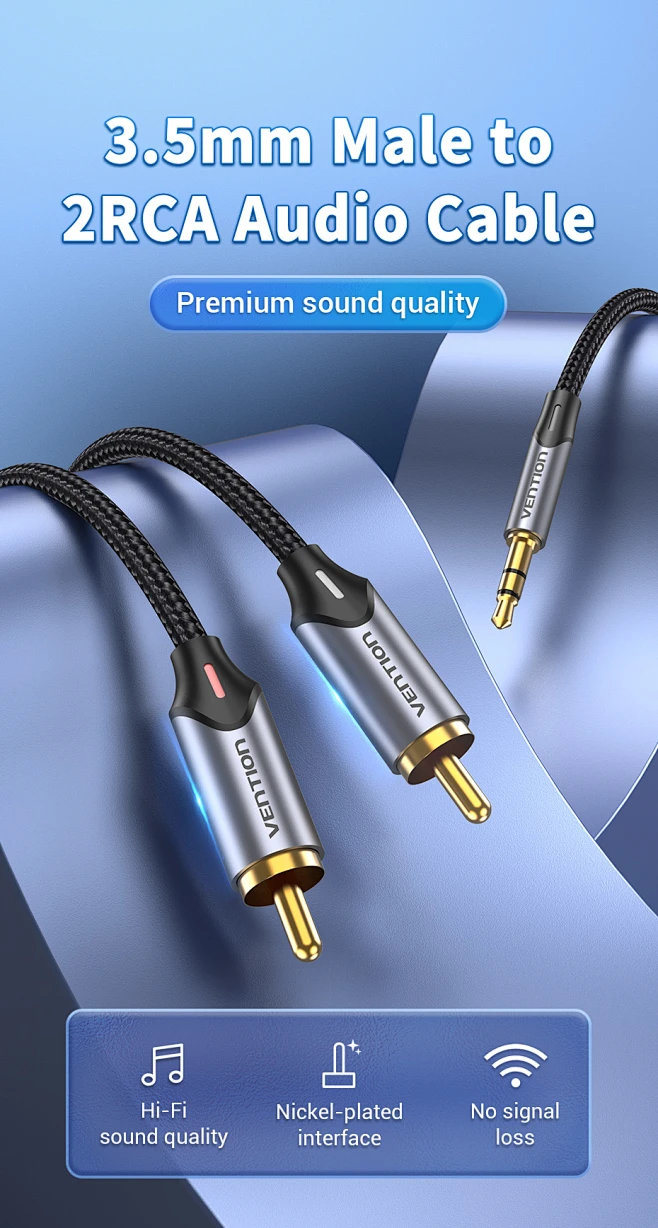 Cavo RCA HiFi Stereo cavo Audio da 3.5mm a 2RCA AUX RCA 3.5 Jack Splter per amplificatori Audio Home Theater cavo altoparlante DVD