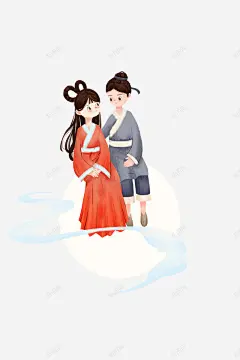 七夕节牛郎织女手绘插画卡通可创意设计海报首页专题情 免抠png 设计图片 免费下载 页面网页 平面电商 创意素材
