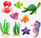手绘海洋动物插画 页面网页 平面电商 创意素材