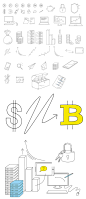 一组线性时尚互联网金额数字货币区块链技术UI插画AI格式素材-淘宝网