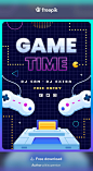 其中包括图片：Free Vector | Retro gaming poster template