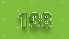 绿色三维数字138孤立的绿色背景优惠券138三维数字渲染折扣收集为您独特的销售海报，横幅广告，圣诞节