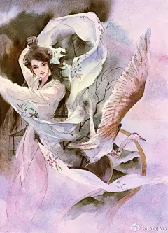 古风手绘美人  水彩插画 ENOFNO/绘