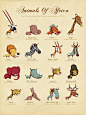 英国插画师 Andy Ward设计了这一系列萌呆的动物海报。
