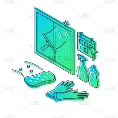 矢量,彩色图片,绘画插图,手套,洗碗机,洗餐具,清洁手套,想法,三维图形,色彩渐变