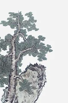 国画松树素材图片_新图网 https://www.ixintu.com 松树 国画 水墨画 青松素材 石头素材