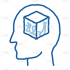 Cube Figure In Man Silhouette Mind涂鸦图标手绘插图