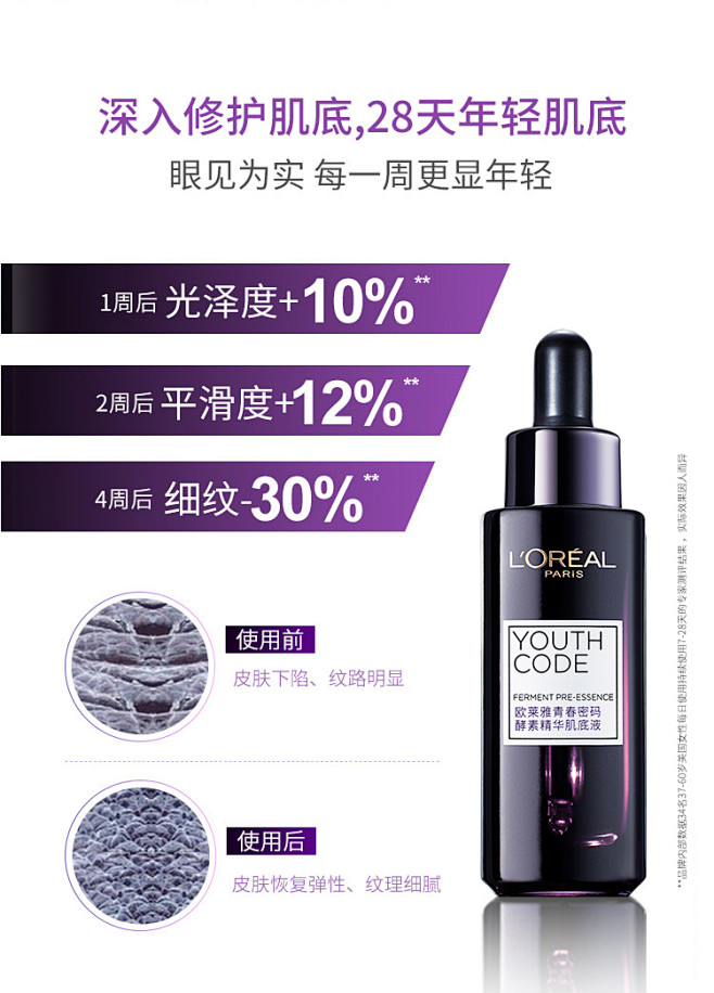 欧莱雅黑精华酵素面部精华液女抗初老紧致补...
