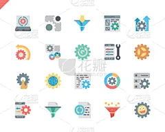 简单,平坦的,计算机图标,商务,人,数据,计算机,布置,打字,阴谋