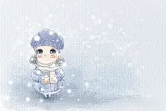 小清新 插画 朦朦胧胧  下雪了   萌物