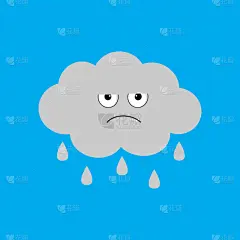 可爱的,云,可爱,雨滴,悲哀,动画片,云景,天气,气象学,儿童