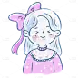 手绘-水彩简笔画少女人物插画8