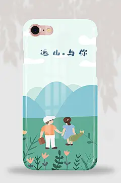 115手绘远山与你小清新手机壳-众图网