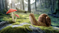 General 1920x1080 digital art artwork graphics CGI 3D nature stones snails mushrooms trees forests macro worm's eye view depth of field moss