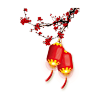 古典中国风红灯笼红梅梅花中秋节国庆节日背景素材