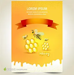 创意蜜蜂与蜂蜜海报设计矢量素材