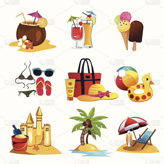 夏天海滩上图标