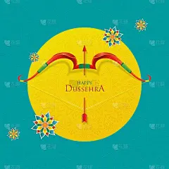 Dussehra彩色背景与弓和箭