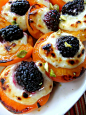 roasted apricots, with mascarpone and blackberry drizzled with honey