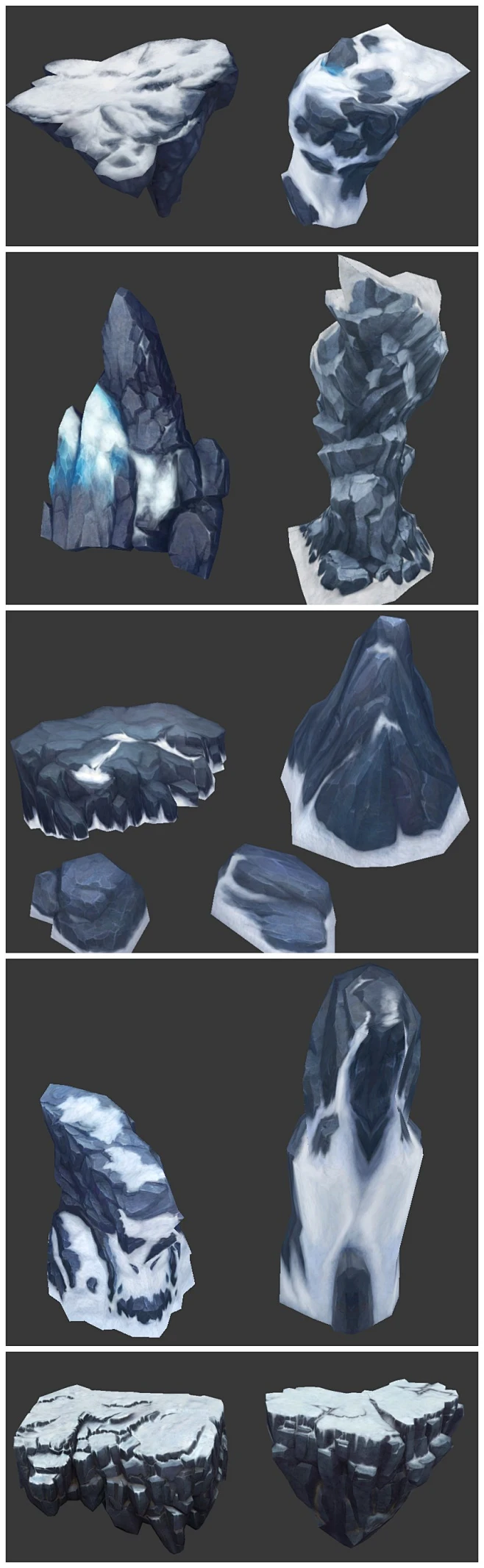 游戏美术素材 写实手绘 雪 雪山 石头 水晶 冰川 冰晶 3D模型贴图 3dmax源文件 CG原画参考设定-花瓣网