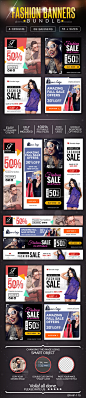 Fashion Sale Banner Design Bundle - 4 sets - Banners & Ads Web Elements