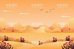 扁平风景装饰画  - 源文件下载【酷图网】扁平风,风景装饰画,月夜湖水海面,自然风光,山峰海底,月色,