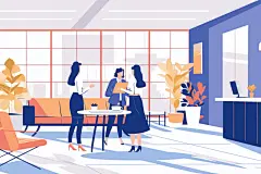 扁平风商务办公插画手绘
