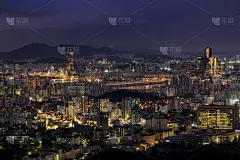 首尔,夜晚,在上面,南山塔,暴风雨,水平画幅,户外,湖,雨,著名景点