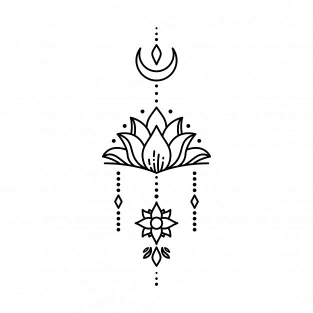 几何纹身花纹图案莲花矢量图