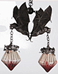 Austrian Bronze Bat Pendant Lamp: 