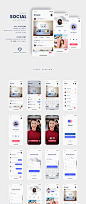 高度定制的社交论坛移动APP应用程序界面设计UI工具包 Social iOS App UI Kit :  