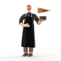 Waiter going to serve coffee 3D