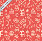 白色圣诞元素红底背景矢量素材，素材格式：AI，素材关键词：礼盒,雪花,手套,圣诞节,圣诞树,圣诞吊球,滑冰鞋